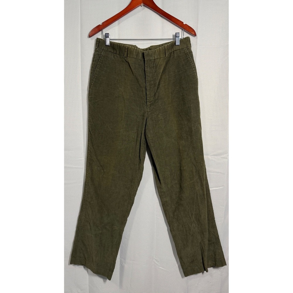 Lands End Corduroy Pants‎ 35 Olive Green Straight Leg Cotton Blend